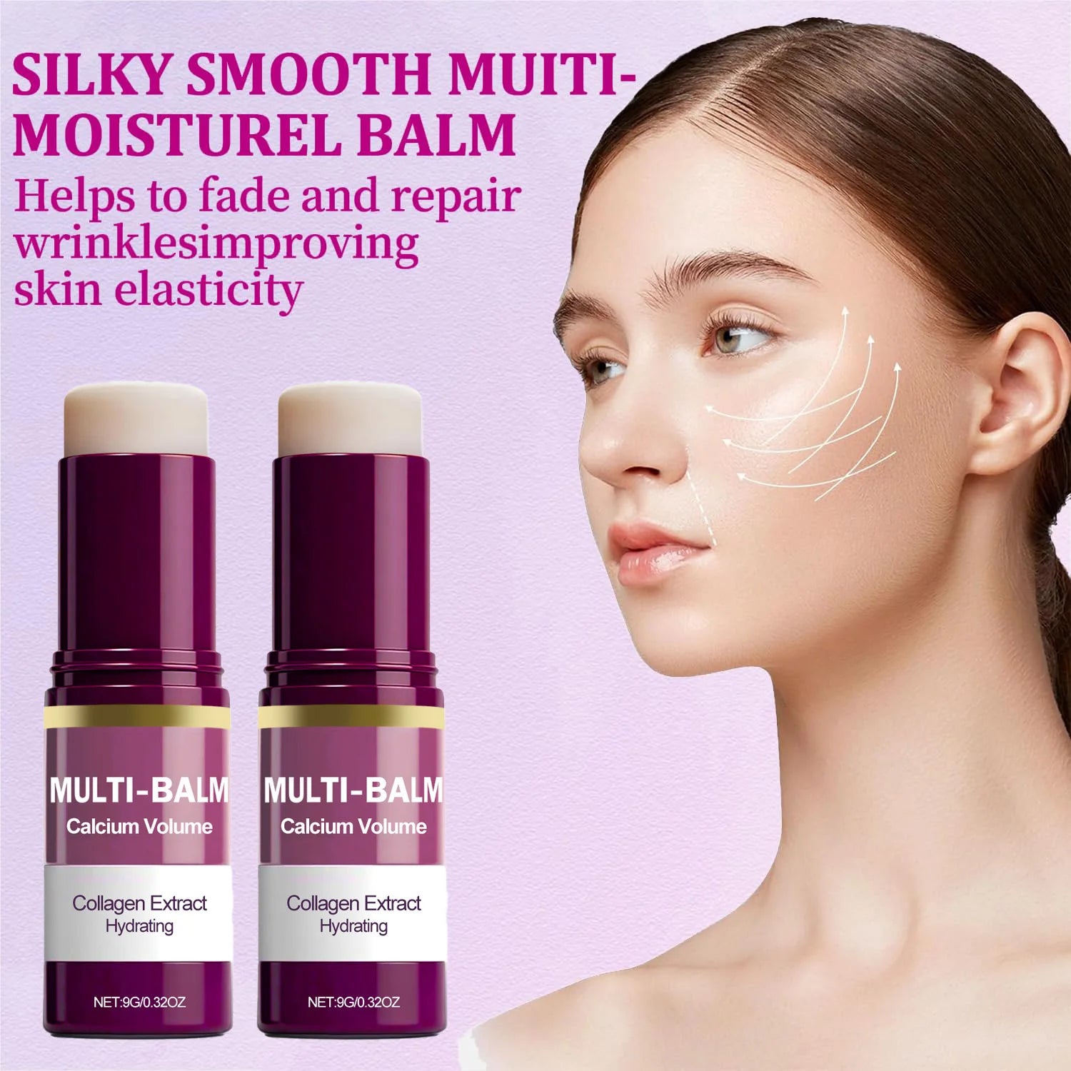 Korean Calcium Volume Multi Balm Stick - Hydrating & Firming Stick Anti-Wrinkle Care Collagen Infused Pre-Makeup Moisturizer