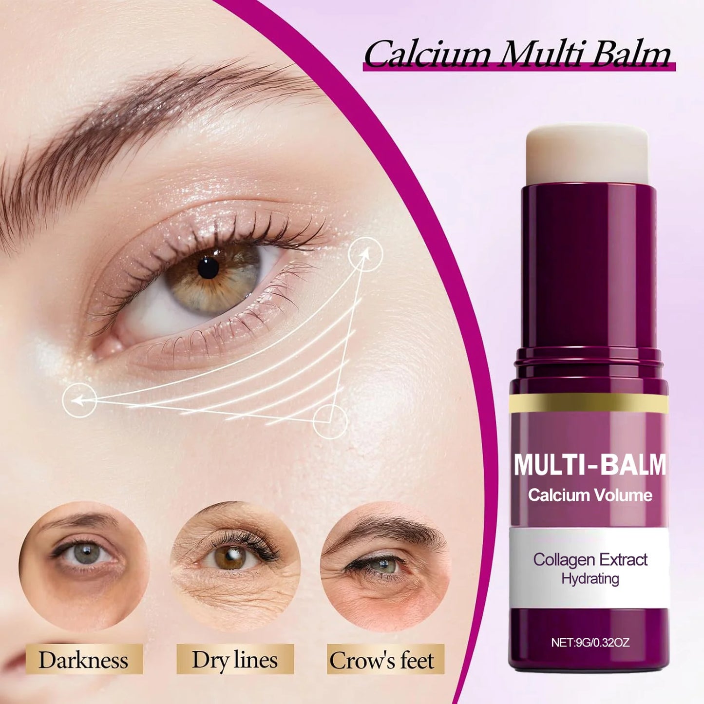 Korean Calcium Volume Multi Balm Stick - Hydrating & Firming Stick Anti-Wrinkle Care Collagen Infused Pre-Makeup Moisturizer
