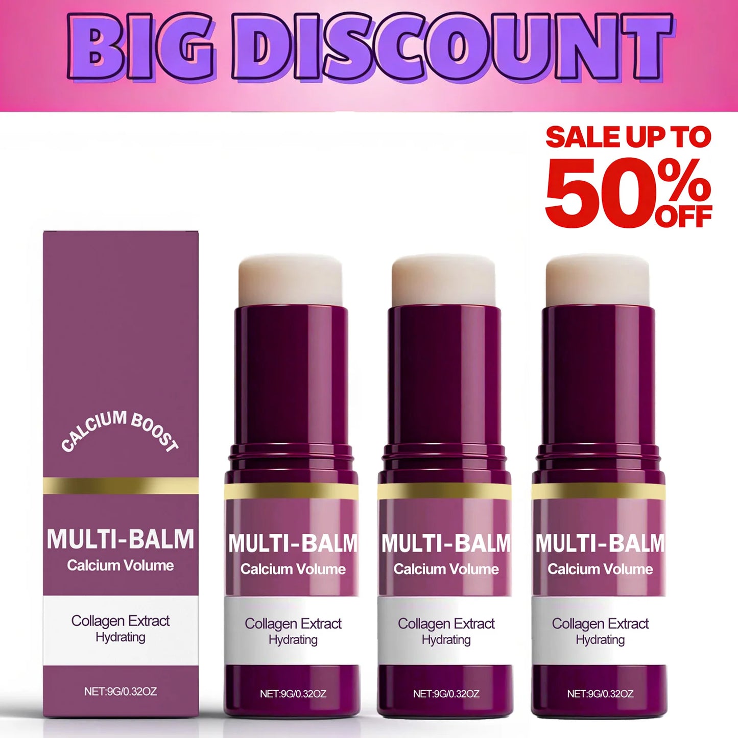 Korean Calcium Volume Multi Balm Stick - Hydrating & Firming Stick Anti-Wrinkle Care Collagen Infused Pre-Makeup Moisturizer